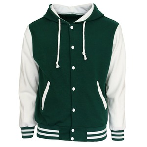 Custom Hooded Varsity <b>Jacket</b> Snap Button <b>Baseball</b> Letterman <b>Jacket</b> OEM Private Label Streetwear College Outerwear - Product Image 1