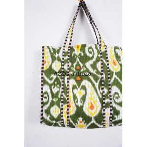 Bolso de playa grande hecho a mano de algodón indio acolchado a rayas con asa larga para mujer, ecológico, estilo bohemio, para compras y exposiciones - Product Image 3