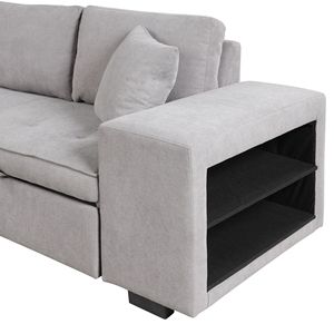 Divano Sezionale a L Reversibile da 265,7 cm con 3 Posti, Letto Estraibile, Chaise Longue con Contenitore e 2 Sgabelli - Arredamento Soggiorno - Product Image 3