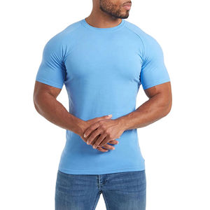 Camiseta de Verano de Estilo Simple, Manga Corta, Lisa, Informal, 100% Poliéster y Algodón, para Fitness, Running, Gimnasio, para Hombre - Product Image 1