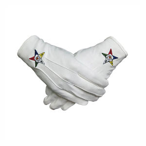 Gants de Franc-Maçon OEM en Coton 100% avec Croix et Compas Jaunes 2026 – Régalia Maçonnique - Product Image 6