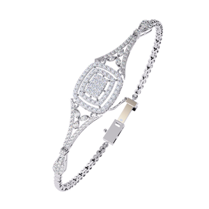 Lab Grown Round Cut Cluster Diamond <b>Bracelet</b> in 10k 14K 18k White Gold | Vintage Designer Statement Diamond Jewellery for Women - Product Image 1