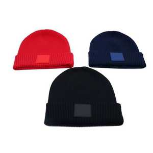 Bonnet tricoté unisexe d'hiver à revers, couleur unie, avec broderie personnalisée, bonnets chauds pour homme, style uni pour homme 2026 - Product Image 2