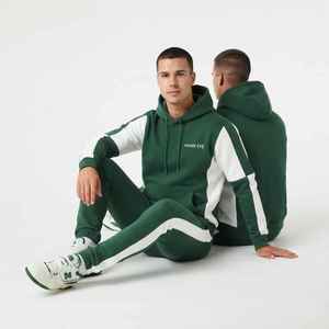 Chándal con Capucha para Hombre, Color Verde y Blanco, con Cordón Ajustable y Bolsillos, Estilo Casual para Otoño, Corte Regular, 100% Algodón - Product Image 5