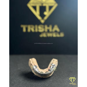 Fully Iced VVS Moissanite Diamond Cut Grillz for Men Custom 925 Sterling Silver Hip Hop Tooth Caps by Trisha Jewels - Product Image 2