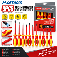 Maxxtools – Nouvel ensemble de tournevis isolés VDE 1000V à manche TPE en acier S2, 9 pièces, pointe magnétique, pour réparation et maintenance électrique