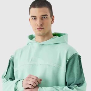 Sweat à capuche zippé pour homme en coton 100% de haute qualité 500 g/m², molletonné, épaules tombantes, thermique, coupe oversize, pour l'hiver, couleur unie - Product Image 5