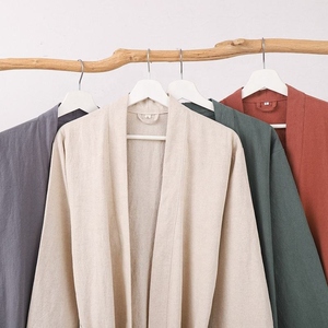 Peignoir en lin pour femme à manches longues, longueur genou, doux, respirant, léger, pour la maison, vêtement de nuit, robe de détente pour le printemps, l'été et l'automne - Product Image 4