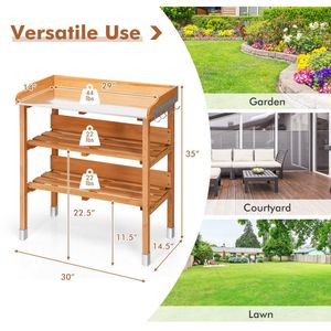 Stazione di lavoro panca da giardino in legno con gancio per lo stoccaggio - Product Image 4