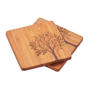 Posavasos de madera de bambú con logotipo personalizado, soporte decorativo para whisky, venta al por mayor - Product Image 1