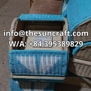 <b>Pink</b> Handwoven Rattan Kids Girl Wagon Wicker Rolling Basket Toy Storage Decor Gift Cute Car Design For Nursery - Product Image 4