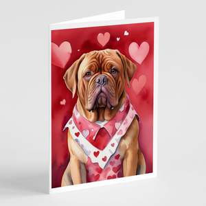 Dogue De Bordeaux My Valentine <b>Greeting</b> <b>Cards</b> Pack of 8 Whimsical A7 Size 5x7 Blank <b>Note</b> <b>Cards</b> with Envelopes - Product Image 1