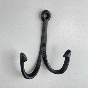 <b>Black</b> Anchor Shaped Double Wall <b>Hook</b> Metal Decorative Hanging Fixture For Entryway Bedroom Hall Behind The Door Home Decoration - Product Image 1