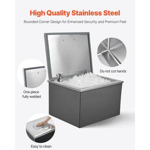 Contenitore Refrigerante Commerciale in Acciaio Inossidabile da 113,7 Litri (28"L x 20"W x 17"H) con Coperchio Ribaltabile per Esterni - Regalo Perfetto - Product Image 4
