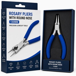 <b>Rosary</b> Pliers with Round Nose 130mm Precision Jewelry Making Tool ZetomedPro - Product Image 6