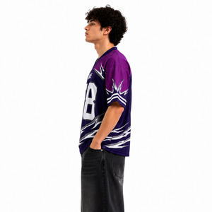 เสื้อเจอร์ซีย์อเมริกันฟุตบอลแบบสวมใส่ได้ทั้งชายและหญิง ไซส์ใหญ่ สไตล์สตรีทแวร์ สั่งทำได้ พิมพ์ลายกราฟิกแบบเต็มตัว คอวี ขายส่งแบบ OEM - Product Image 4