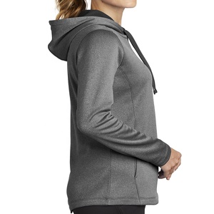 Custom Women Fleece Pullover <b>Hoodie</b> Charcoal Heather <b>Grey</b> Athletic Fit Drawstring Pocket Blank <b>Plain</b> Sweatshirt - Product Image 3