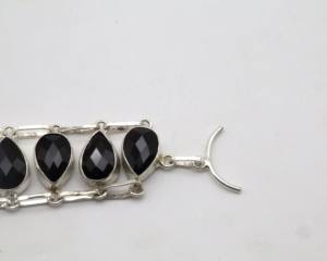 Black Spinel German Silver <b>Adjustable</b> <b>Bracelet</b> Natural Black Spinel Gemstone Cuff Handmade Fashion Jewelry - Product Image 1
