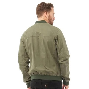 Chaqueta Bomber Verde Oliva, Manga Larga, Cierre de Cremallera, Cuello Alto, Color Sólido, Tejido de Poliéster y Algodón, Impermeable, Ligera - Product Image 4