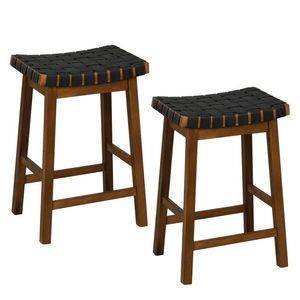 Set di 2 Sgabelli da Bar Moderni in Metallo con Seduta in Ecopelle Intrecciata e Base Cromata per Casa, Bar e Hotel - Product Image 1