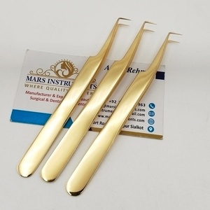 Pince à épiler professionnelle Plasma Gold 90 degrés pour extensions de cils fines - Product Image 1