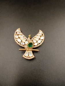 Amaira Jewels Peacock <b>Brooch</b> 925 <b>Silver</b> Bowknot Diamond Pear Cut Emerald Center Stone Unisex Luxury Fine Jewelry Gift - Product Image 5