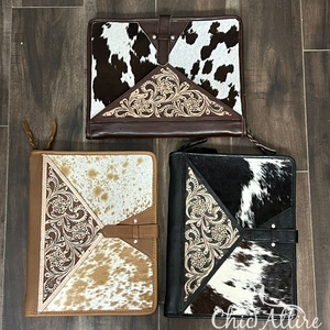 Nouvelle mallette de luxe en cuir de vachette véritable avec fermeture éclair, organiseur à anneaux, bloc-notes et organiseur professionnel - Product Image 1