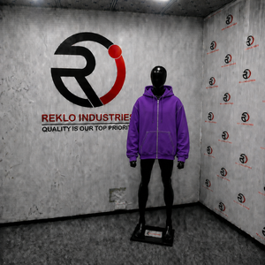 Sudadera con capucha morada extragrande personalizada para hombre, estilo urbano, con cremallera completa, hombros caídos, moda casual, venta al por mayor - Product Image 3