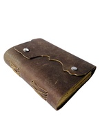 Carnet de croquis de voyage personnalisé en cuir fait main, style vintage, avec couverture souple, pages vierges, bordure festonnée et fermeture à bouton, 100 feuilles