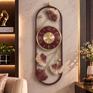 Horloge murale décorative Falah International, horloge murale en métal doré, décoration intérieure, salon, chambre à coucher, horloge suspendue, design floral - Product Image 5