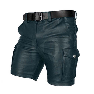Shorts en cuir véritable pour homme, coupe structurée et construction haut de gamme durable - Product Image 2
