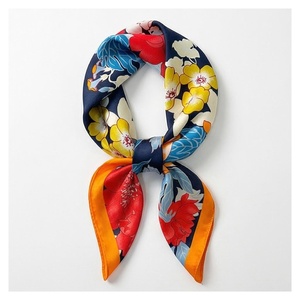 Women's Square <b>Silk</b> <b>Scarf</b> Floral Print Elegant Multi-Functional Fashion Accessory All Seasons - Product Image 1