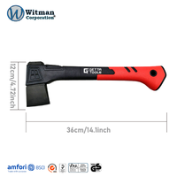 Hacha Industrial para Exteriores y Camping Getta Tools de 36 cm, Mango de Fibra de Vidrio Recubierto de Plástico TPR, Hoja de Acero con Alto Contenido de Carbono, Multitarea para Bricolaje