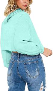 เสื้อครอปแบบมีเชือกรูดของผู้หญิง,เสื้อครอปฟิตเนสทรงครอปแขนยาวขนาดใหญ่พิเศษทำตามสั่งโลโก้ - Product Image 3