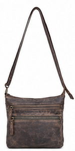 Sac à bandoulière Gravs Vintage en cuir véritable pour femme, sac à bandoulière multi-poches pour la vie quotidienne, avec sangle réglable et fermeture éclair - Product Image 3