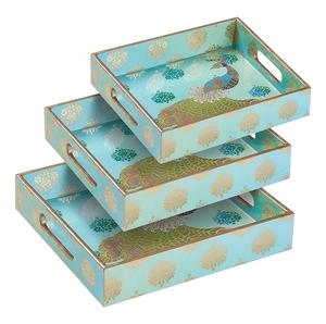 Bandeja Decorativa Elegante de Madera con Estampado, 100% Hecha a Mano, de Alta Calidad, para Almacenamiento de Alimentos y Servicio de Té, con Empaque Personalizado - Product Image 4