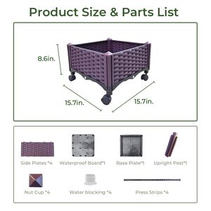 Fioriera rialzata mobile in plastica con ruote per piante da interno ed esterno - Product Image 6