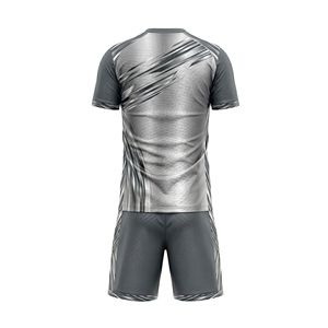 Maillot de football gris à texture géométrique, ensemble uniforme de football professionnel, vêtements d'entraînement anti-humidité, tenue d'équipe pour hommes - Product Image 2