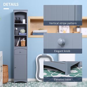 Mobiletto Moderno a 3 Ripiani per Bagno, Armadio Alto Salvaspazio Grigio con Cassetti per Casa, Camera da Letto, Ospedale - Product Image 5