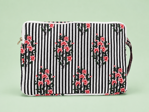 Floral Striped Fashion Women Tote <b>Bag</b> Zipper Shoulder Handbag Soft <b>Fabric</b> Multi-functional Shopping <b>Bag</b> for Daily Use - Product Image 4