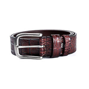 Ceinture Classique Vintage Haut de Gamme pour Homme en Cuir de Vachette Véritable avec Boucle Carrée en Alliage, Respirante, Motif Uni, Ajustement Personnalisé 2026 - Product Image 2