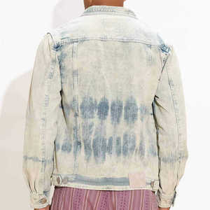 Men's Dip Dye Denim Puffer <b>Jacket</b> Regular Fit Stand Collar Zipper Closure Casual Autumn Hooded Windproof Cotton Front Logo - Product Image 5