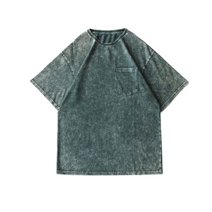 T-shirt en jean oversize pour homme, manches courtes, col rond, couleur unie, décontracté, en coton délavé - Product Image 4