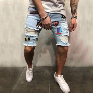Shorts en jean pour hommes 100% coton épais décontractés respirants écologiques séchage rapide taille mi-haute été OEM vente en gros broderie - Product Image 3