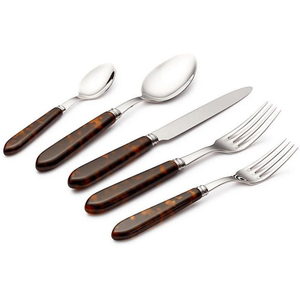Ensemble de couverts classiques en métal avec manches blanches, finition miroir haute brillance, passe au lave-vaisselle, pour la vaisselle de mariage. - Product Image 2