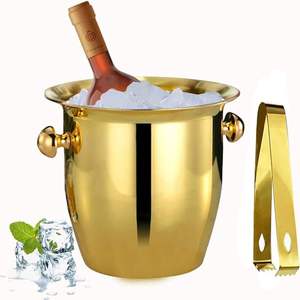 Seau à glace élégant en acier inoxydable de 5 L pour refroidir les bouteilles de vin et de bière, servir les boissons lors de fêtes à domicile ou au bar - Product Image 1