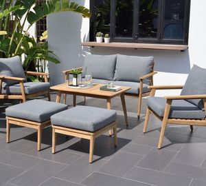 Conjunto de Sofás de Teca Modernos para Exteriores, Muebles Minimalistas para Patio, Conjunto de Salón para Jardín, Madera Sólida, Proveedor de Indonesia - Product Image 1
