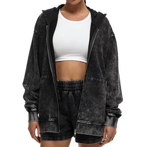 Nuevo Conjunto de Sudadera con Capucha y Pantalones Cortos Casuales para Mujer, Otoño-Invierno, con Logotipo Personalizado, Color Sólido, por Encima de la Rodilla, 100% Algodón, Cálido, Transpirable, Corte Holgado - Product Image 1