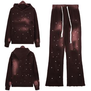 Econex Sports 2025 Acid Washed Rhinestone <b>Detail</b> Tracksuit for Adults Winter Clothing with Breathable Plus Size Set Style - Product Image 3