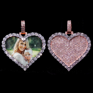 Colgante Personalizado de Moissanita VVS S925 con Foto, Estilo Hip Hop, Engaste de Garra en Forma de Corazón Helado, Bañado en Oro, Conmemorando a Seres Queridos - Product Image 2